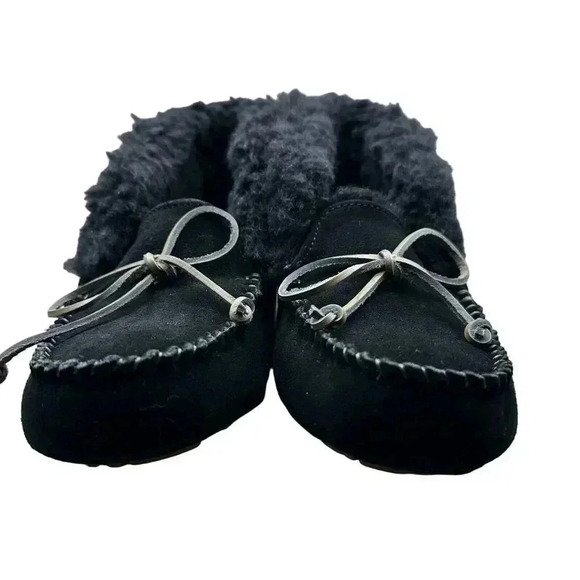 UGG Womens Sheepskin & Wool Lined Black Slippers Size 6 - Picture 9 of 16
